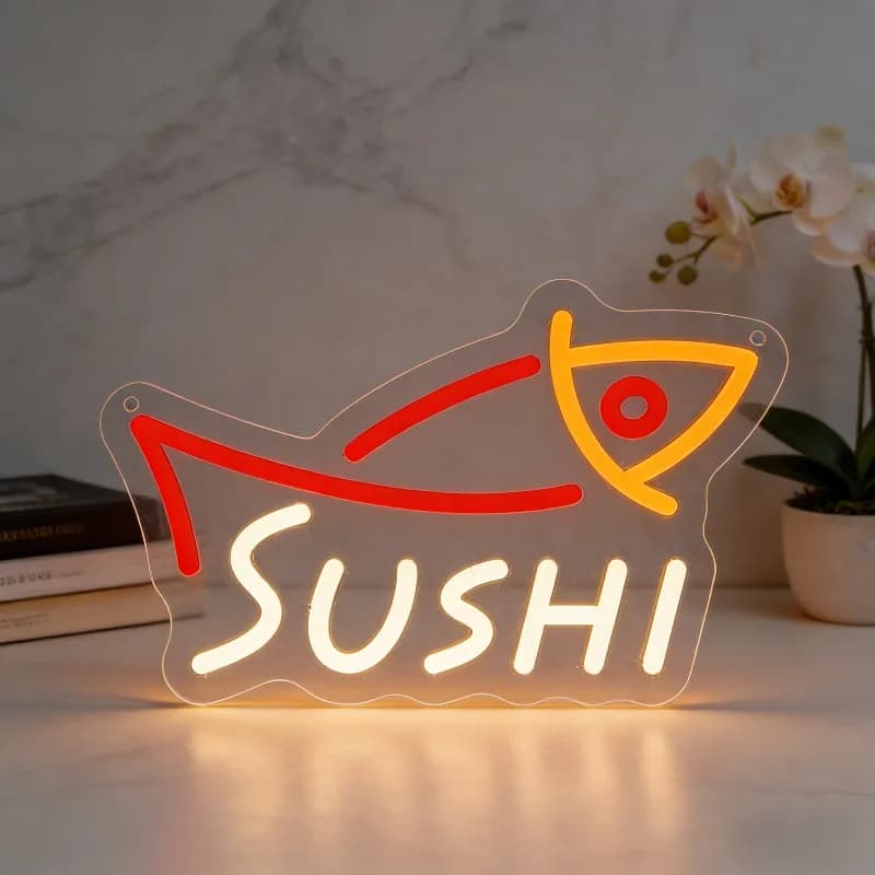 Insegna al Neon LED a Forma di Sushi, Decorazione per Ristoranti Giapponesi, Illuminazione per Casa, Cucina e Bar, Atmosfera Romantica, Regalo Unico per Amanti del Sushi