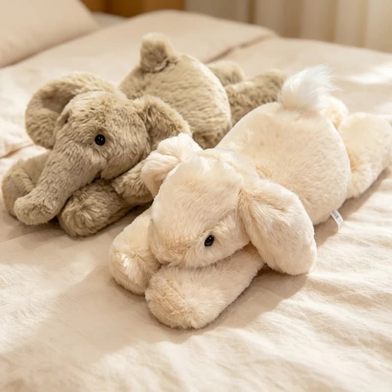 Prone Position Animal Plush Toys Adorable Rabbit Elephant Cow Lion Pig Stuffed Plush Companion Dolls Hugging Pillow For Gifts