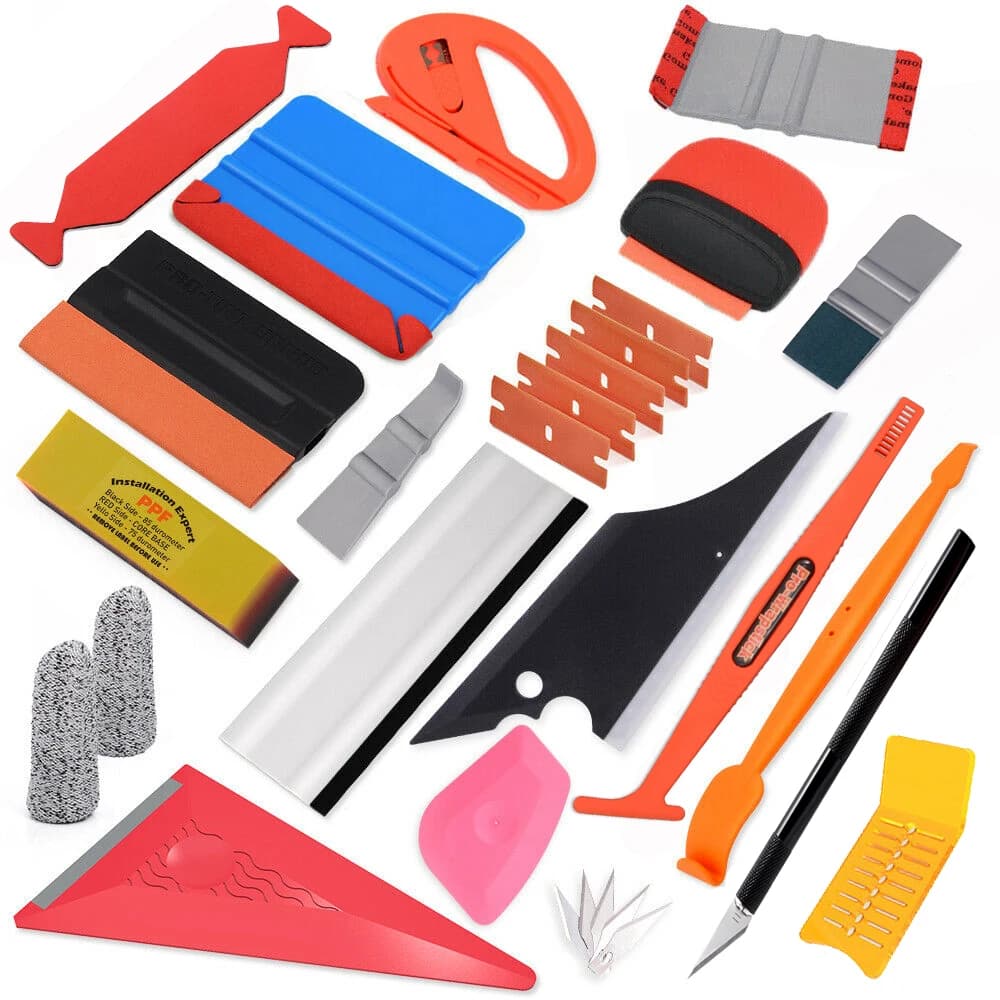 FOSHIO Raschietto Magnetico per Pellicole Auto, Kit Attrezzi per Oscuramento Vetri, Coltello Tagliapellicole in Fibra di Carbonio per Adesivi e Decalcomanie