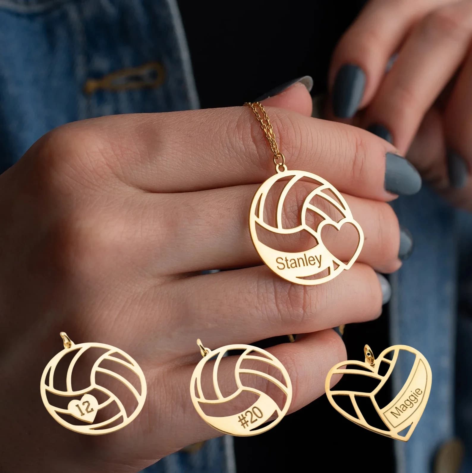 Amaxer Collana da pallavolo personalizzata personalizzata per donna Uomo Gioielli fatti a mano Regali Collana da pallavolo con numero o nome