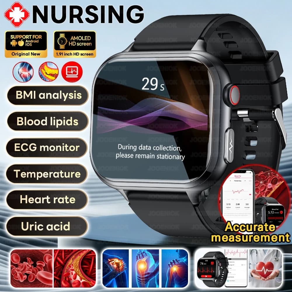 New Smartwatch 2026 for Health Analysis, Urico Acid Monitoring, Blood Lipids, Body Fat, ECG+PPG, Bluetooth Calls, for Men and Women