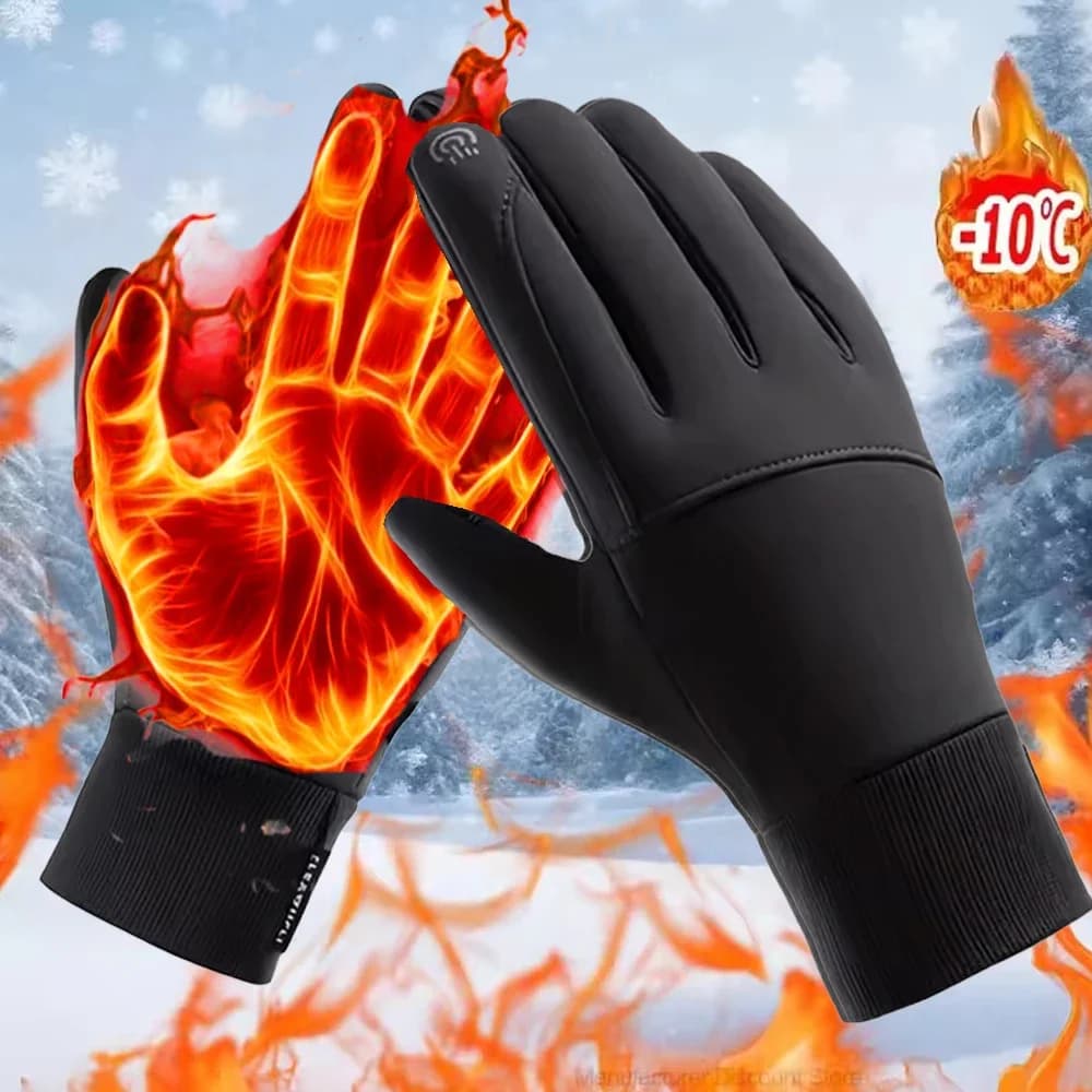Hot gloves for outdoor winter sports, gloves style thickened in waterproof non-slip fleece, comfortable warm cycling gloves