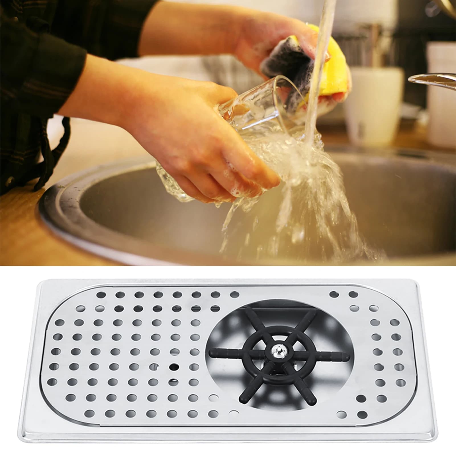 Lavabicchieri in Acciaio Inox 201 da 114mm con Filettatura G1/2 per Pulizia di Bicchieri da Tè al Latte in Hotel, Caffetterie e Uso Domestico