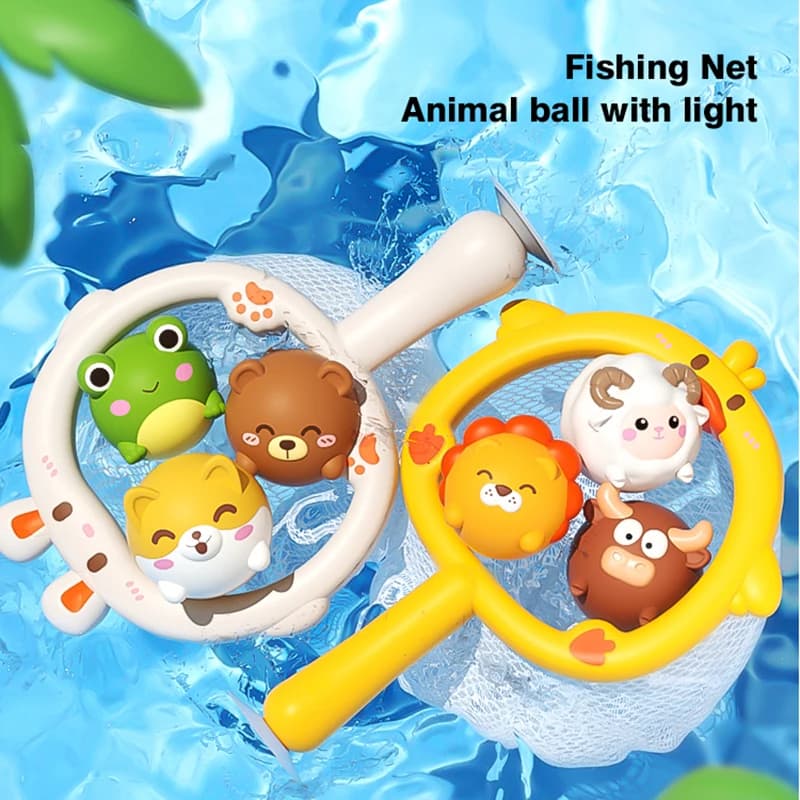 Giocattolo da bagnetto per bambini Coniglio Anatra Rete da pesca Glowing Animal Ball LED Light Up Bagno Doccia Nuoto Giocattolo d'acqua I bambini giocano Regali divertenti