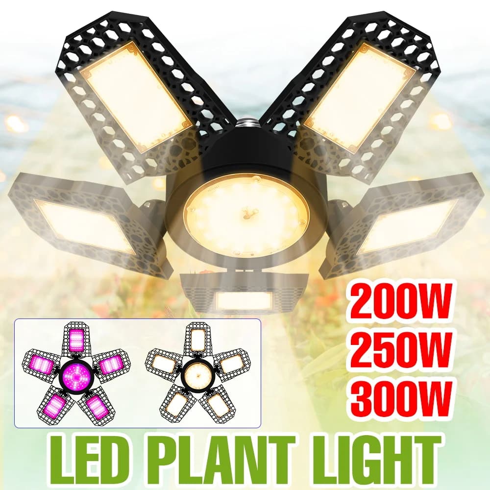 300W E27/E26 Cultivation Foldable LED Lamp for Interior, Complete Mirror, for Plants, Serra, Tent, Flowers, Semi, Vegetables, Supplementary Lighting