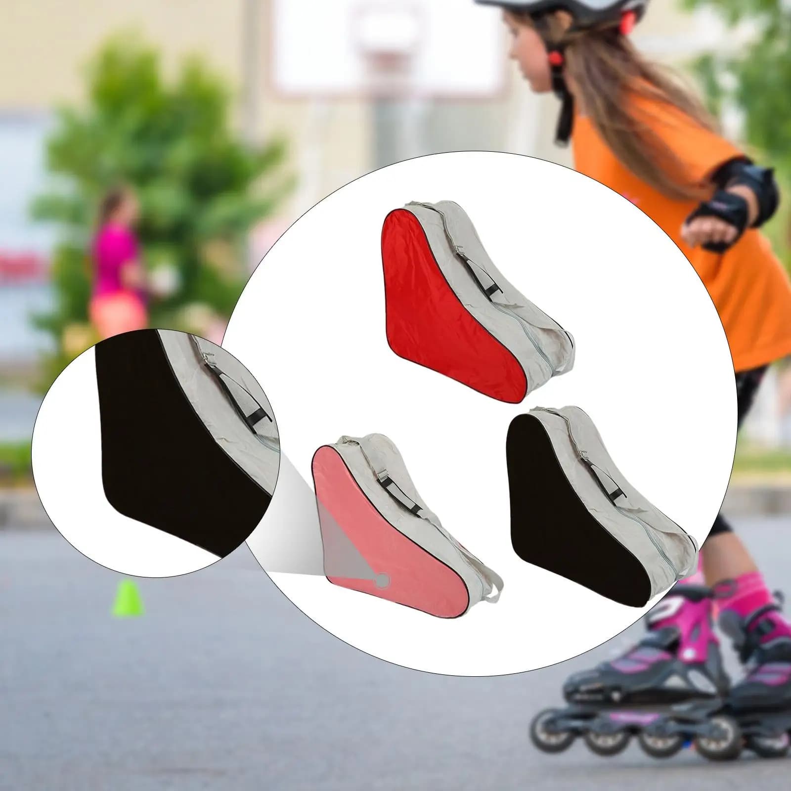 Borsa per pattini a rotelle con manico per bambini Borsa per scarpe da pattinaggio per pattini quad Pattini da hockey su ghiaccio Pattini in linea Pattini di figura