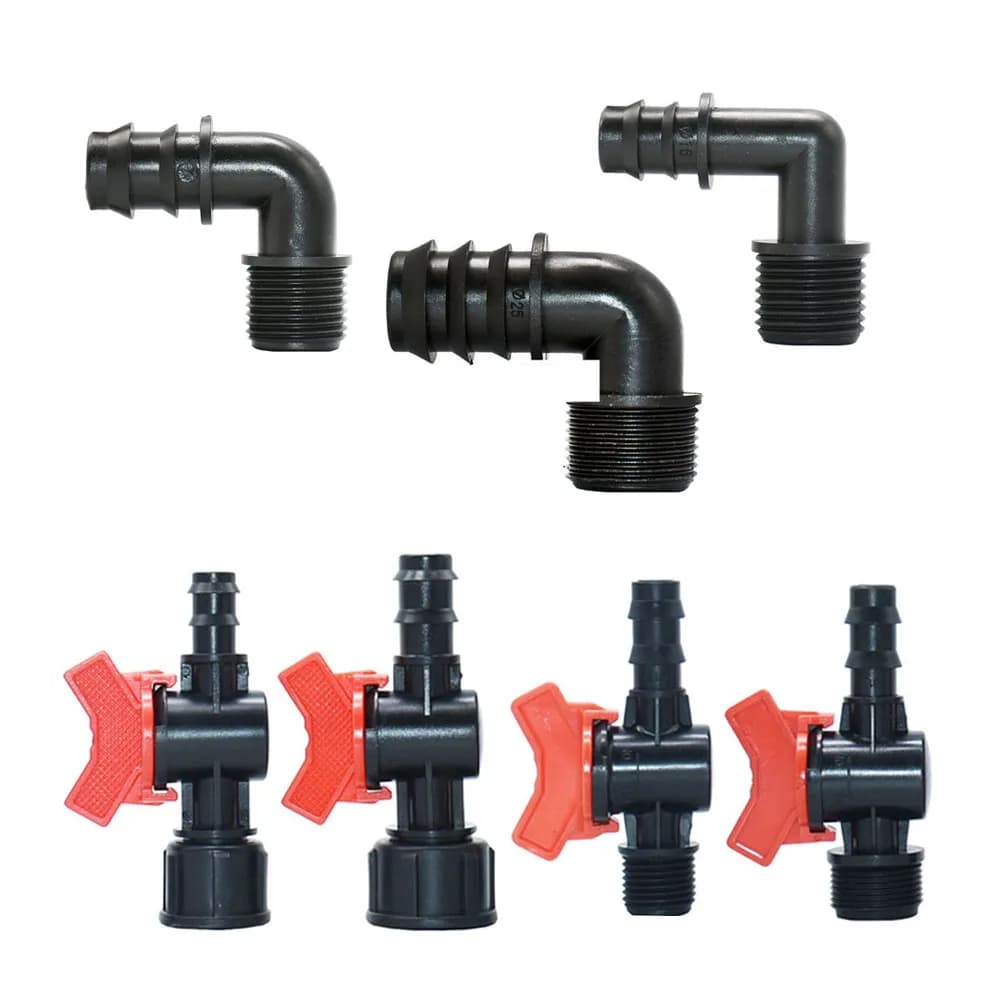 1/2"3/4" Barb Thread 16mm 20mm 25mm PE Tube Connector Tape Fittings Garden Irrigation Pipe Pe Coupler