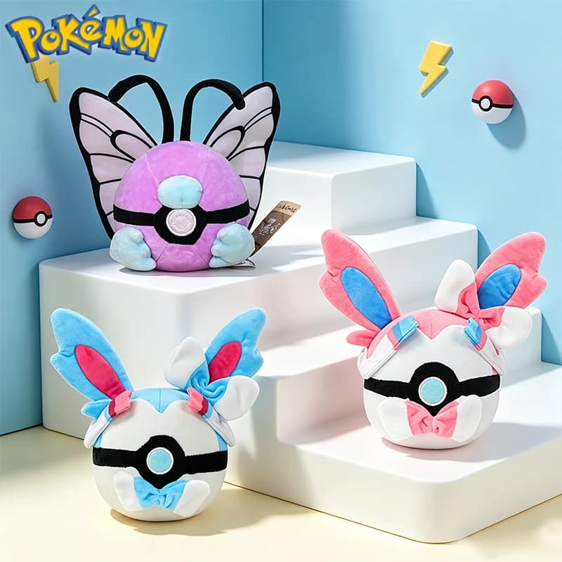 Peluche Pokemon Sylveon con Poké Ball - Simpatico Ciondolo da Zaino, Regalo Perfetto