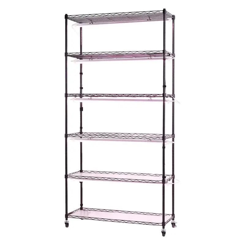 Scaffale per Piante con Luce di Crescita, Espositore a 6 Livelli per Piante da Interno, Scaffale Alto 180 cm per Piante da Interno con Ruote e Timer, Luci di Crescita a Spettro Completo 150W 3800K, Portavaso in Metallo per la Germinazione dei Semi