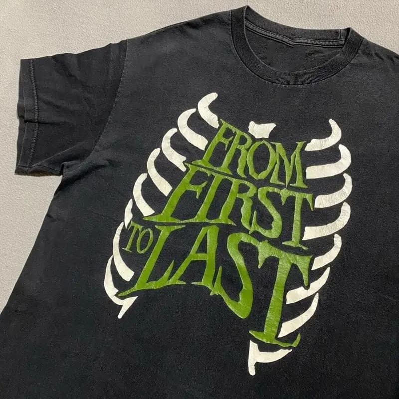 Vtg from first to last band Black cotton T-shirt from all sizes J837