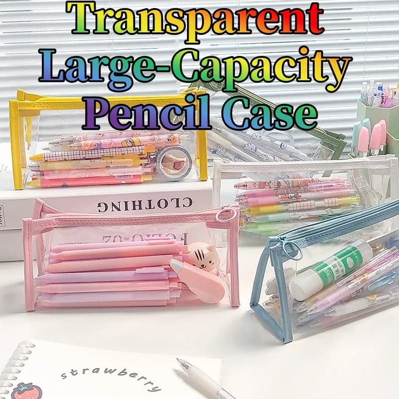 Astuccio Trasparente di Grande Capacità per Studenti, Organizzatore Trasparente per Esami e Materiale Scolastico, Borsa Portaoggetti per Scuola Elementare e Superiore