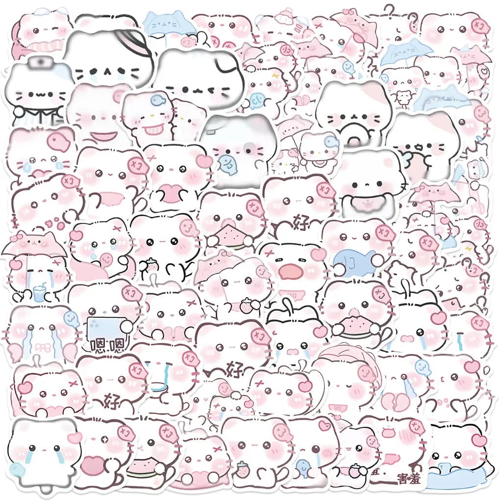 64 adesivi graffiti gattino nebuloso cartone animato - impermeabili per decorazioni fai da te su chitarra, notebook e bagagli (magazione anime mondo)
