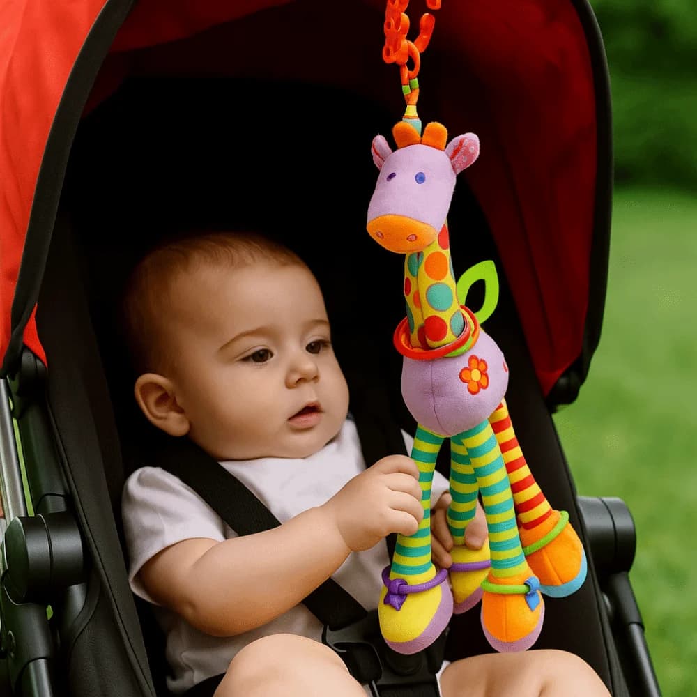 Sonaglio Sensoriale Morbido a Forma di Giraffa in Cotone PP, Resistente all'Usura, per Neonati, Giocattolo Educativo per la Prima Infanzia