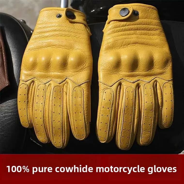 1 Paio di Guanti da Moto in Pelle Bovina di Prima Qualità per Uomo e Donna, Resistenti e Durevoli