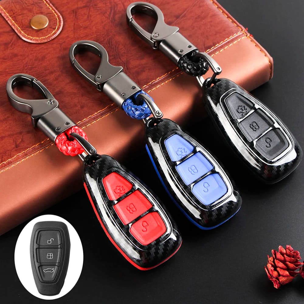 Sostituzione della copertura del guscio della custodia per chiave remota per auto in fibra di carbonio per accessori automobilistici Ford/Focus/Fiesta/Kuga/C-Max