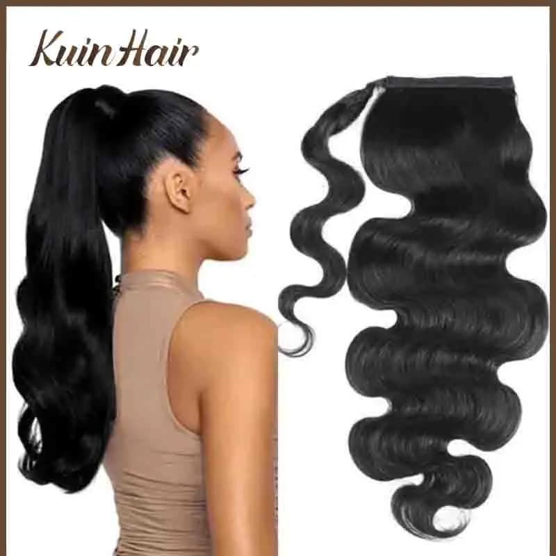 Body Wave Horse Tail Extensions European Remy Natural Royal Natural Horsetail Clips 100% in Hair Extensions Wrapping Hair Clips Equiseto