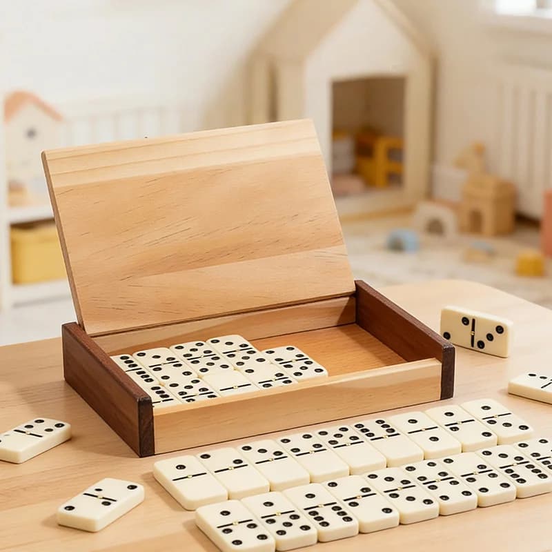 Set di domino per adulti Giochi da tavolo classici Set di giochi doppi di sei domino con piastrelle girevoli con custodia in legno Scacchi per 2-4 giocatori