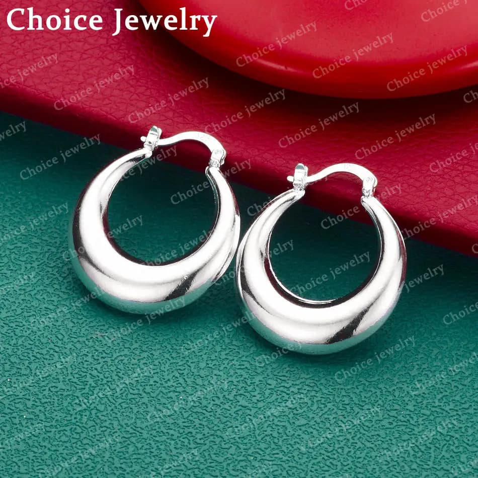 1 paio di eleganti orecchini a cerchio rotondi in argento sterling 925 da 30 mm per gioielli di moda da donna, perfetti per gli accessori di tutti i giorni