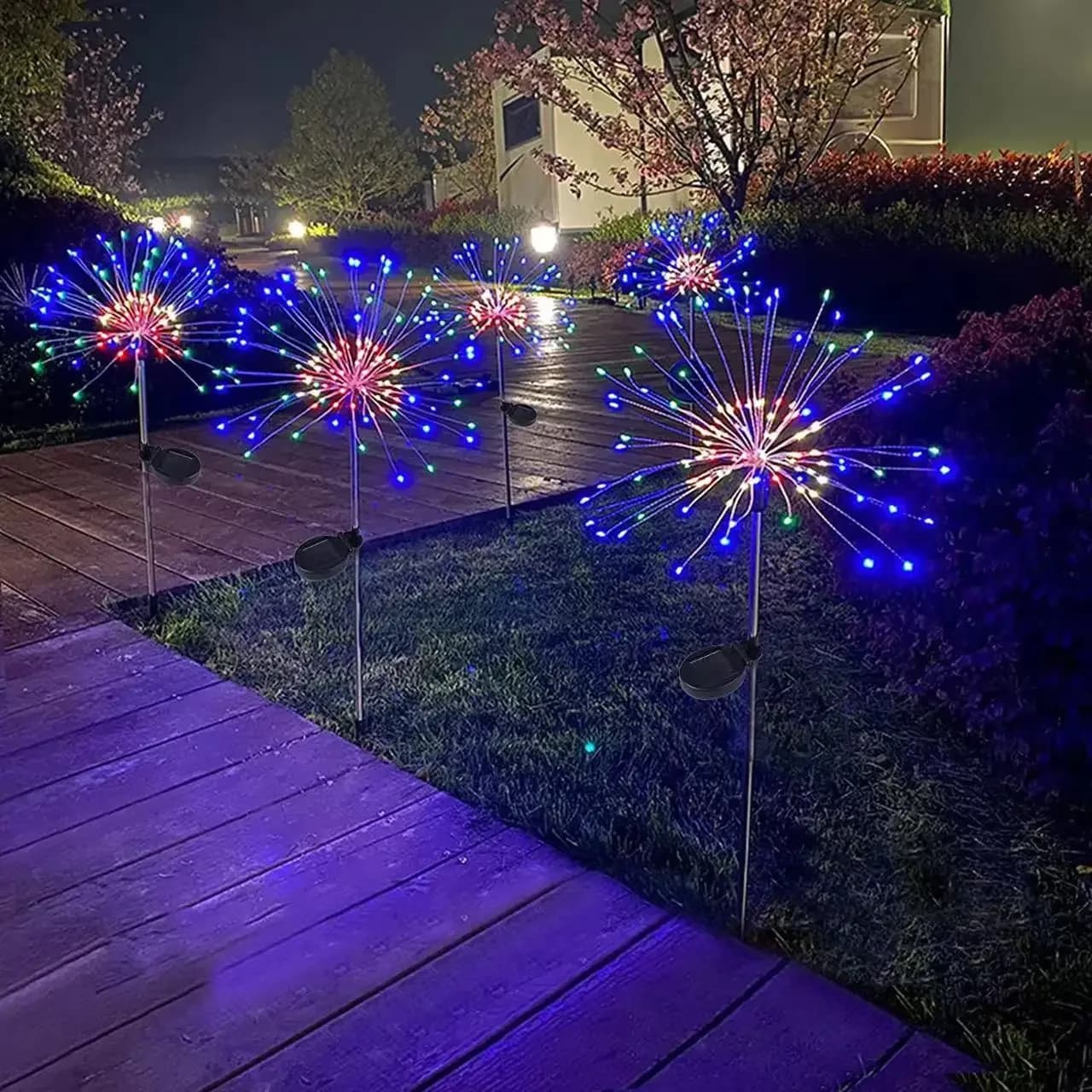 1 pz solare LED fuochi d'artificio luce filo di rame lucine natalizie prato percorso luce decorazione del giardino