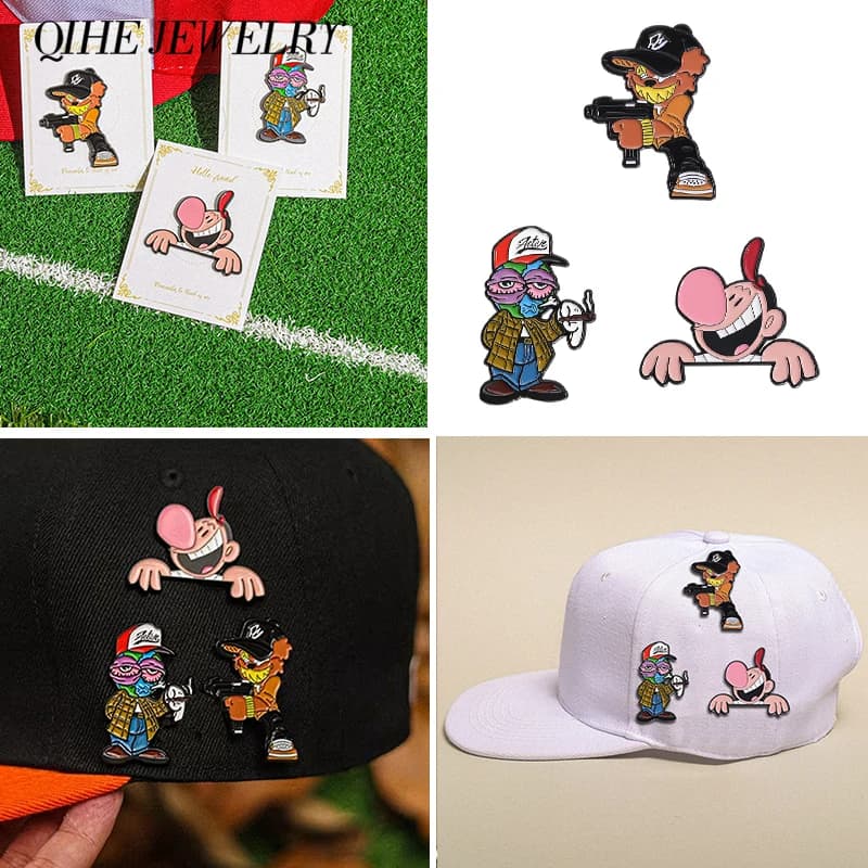 Nuovi spille per cappelli in metallo messicano Cartoon Boy Decorazione Spilla Berretto da basket Cappello da golf Clip Badge Gioielli divertenti Regalo per gli amici