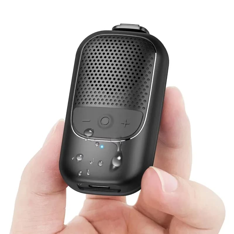 Mini Wearable Bluetooth Speaker Clip-On Wireless Portable Speakers Built-in ENC Mic Hands-free call For Work Outdoors Sports