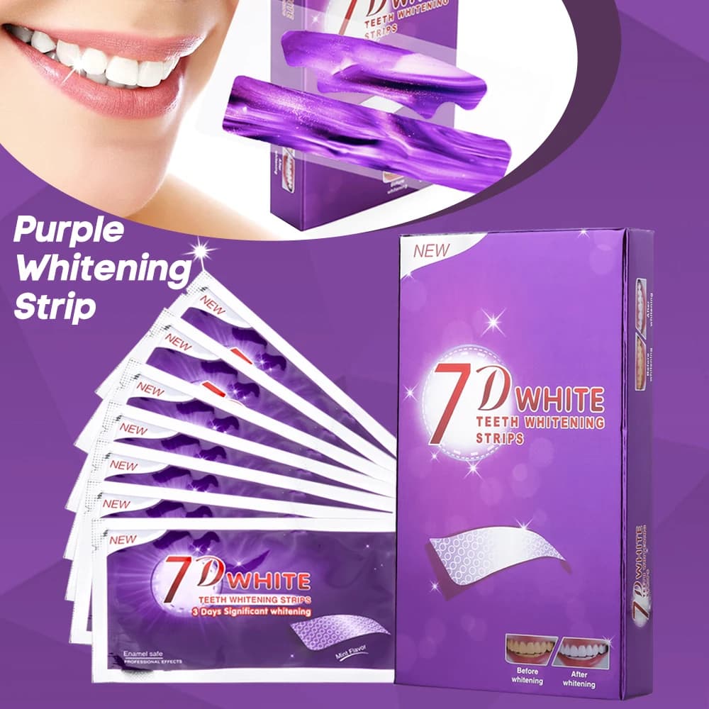 Purple Teeth Whitening Strip No Sensitive Teeth Bleaching Strip Colour Corrector Instant Teeth Clean Strip,At-Home Teeth Whiter