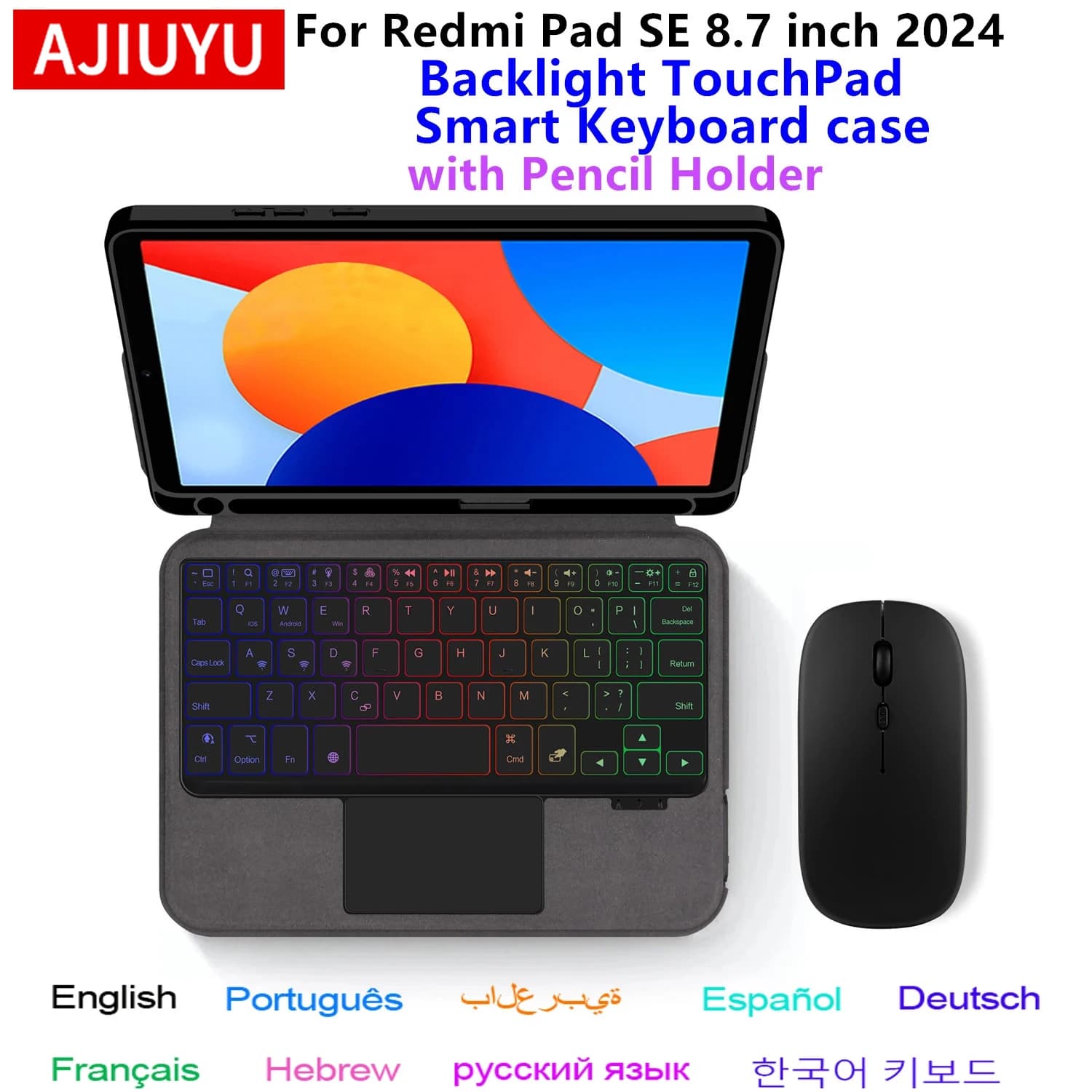 Tastiera Magica per Xiaomi Redmi Pad SE 8.7 Pollici, Custodia con Tastiera Retroilluminata Touch per Tablet Redmi Pad SE 8.7 8 7 4G 8.7"