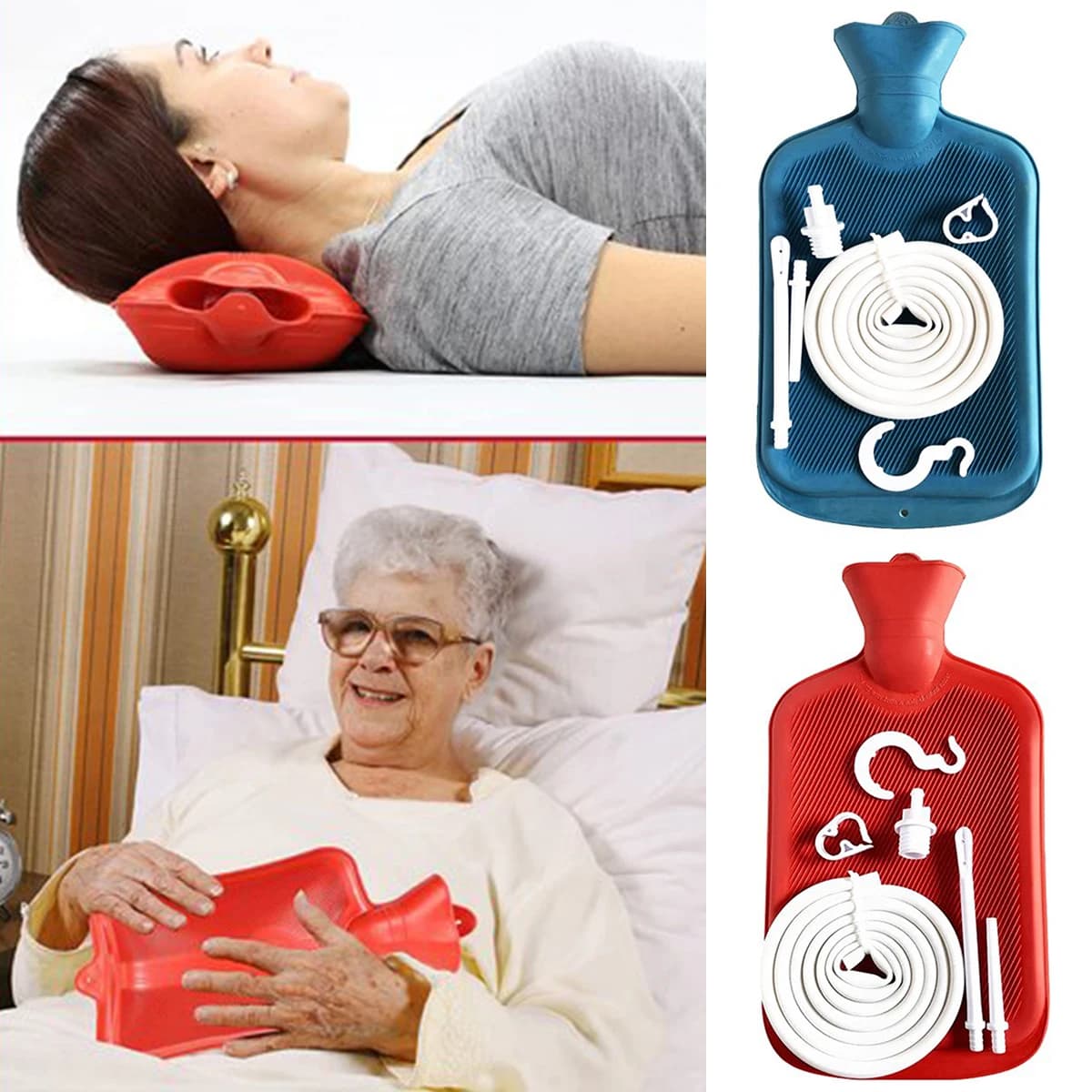 Kit borsa per clistere da 6 pezzi, detergente per clistere in gomma, include bottiglia di acqua calda da 2 litri, kit per clistere con valvola di flusso d'acqua controllata da 4,9 piedi