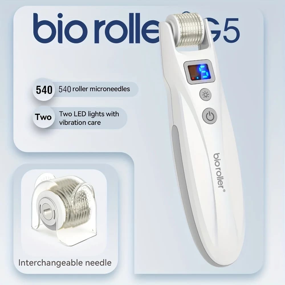 Nuovo Bio Derma Roller G5, Microneedling con Terapia a Luce Rossa, 540 Aghi, Macchina Facciale EMS, Strumento per la Ricrescita di Capelli e Barba