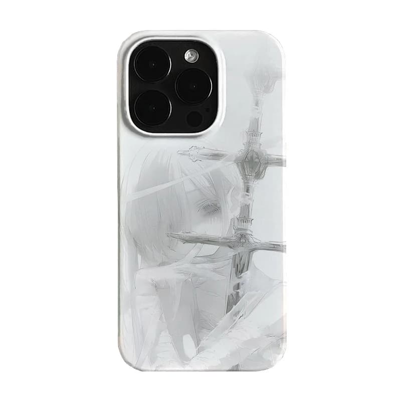 Beautiful Cover for iPhone in Silicone Antiurto with Design Anime Girl and Spada, for iPhone 17 Air 16 Pro Max 15 14 Plus 13 12 11