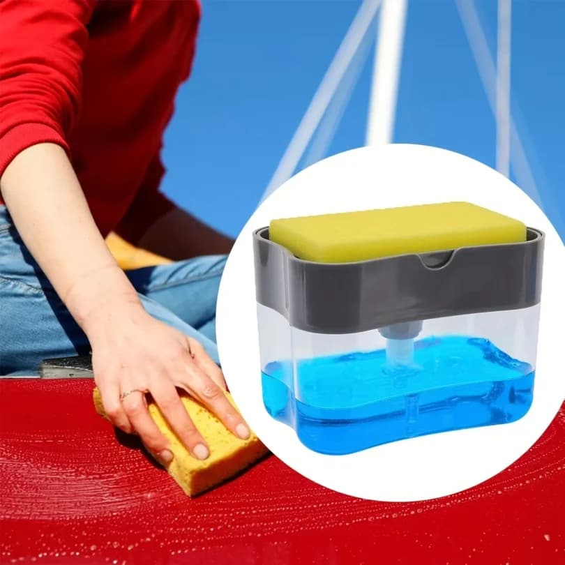 Dispenser di sapone per piatti da cucina, dispenser di sapone liquido Dispenser di sapone da cucina con supporto per spugna, dispenser per pompa di sapone con contenitore per spugna