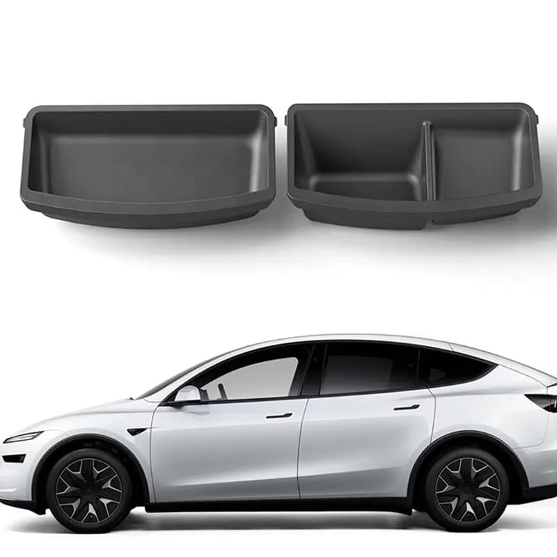 Front Rear Seat Lower Organizer Box Tray Car Seat Storage Box for Tesla 2025 Model YL 6-Seat Under TPE Drawer Car Accessories