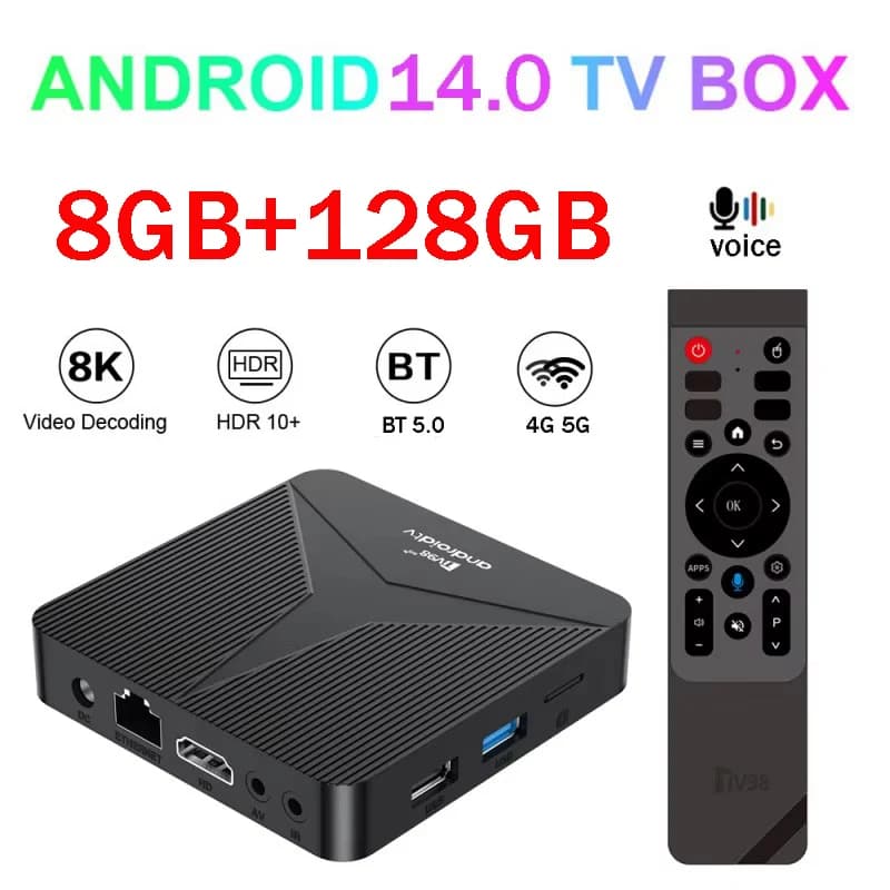TV98 ATV RK3518 TV Box Android 14 Smart iptv 4G 5G Wifi6 BT5.0 8K 4K Ultra HD Set Top Box vocale Android Box 8GB 128GB