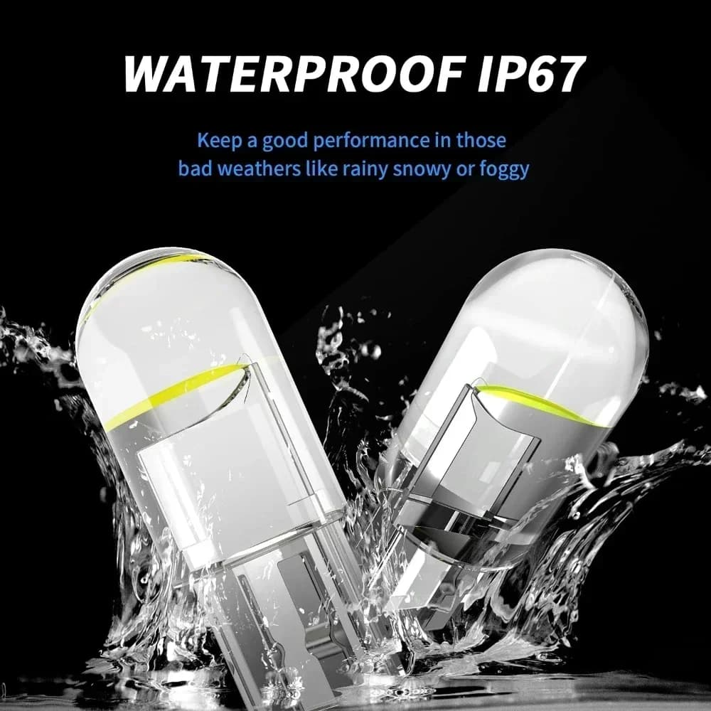 10 pz Auto LED T10 W5W Canbus Vetro COB Lettura Lampada a cupola Indicatore Cuneo Targa Lampadina 168 194 192 DC 12 V Bianco