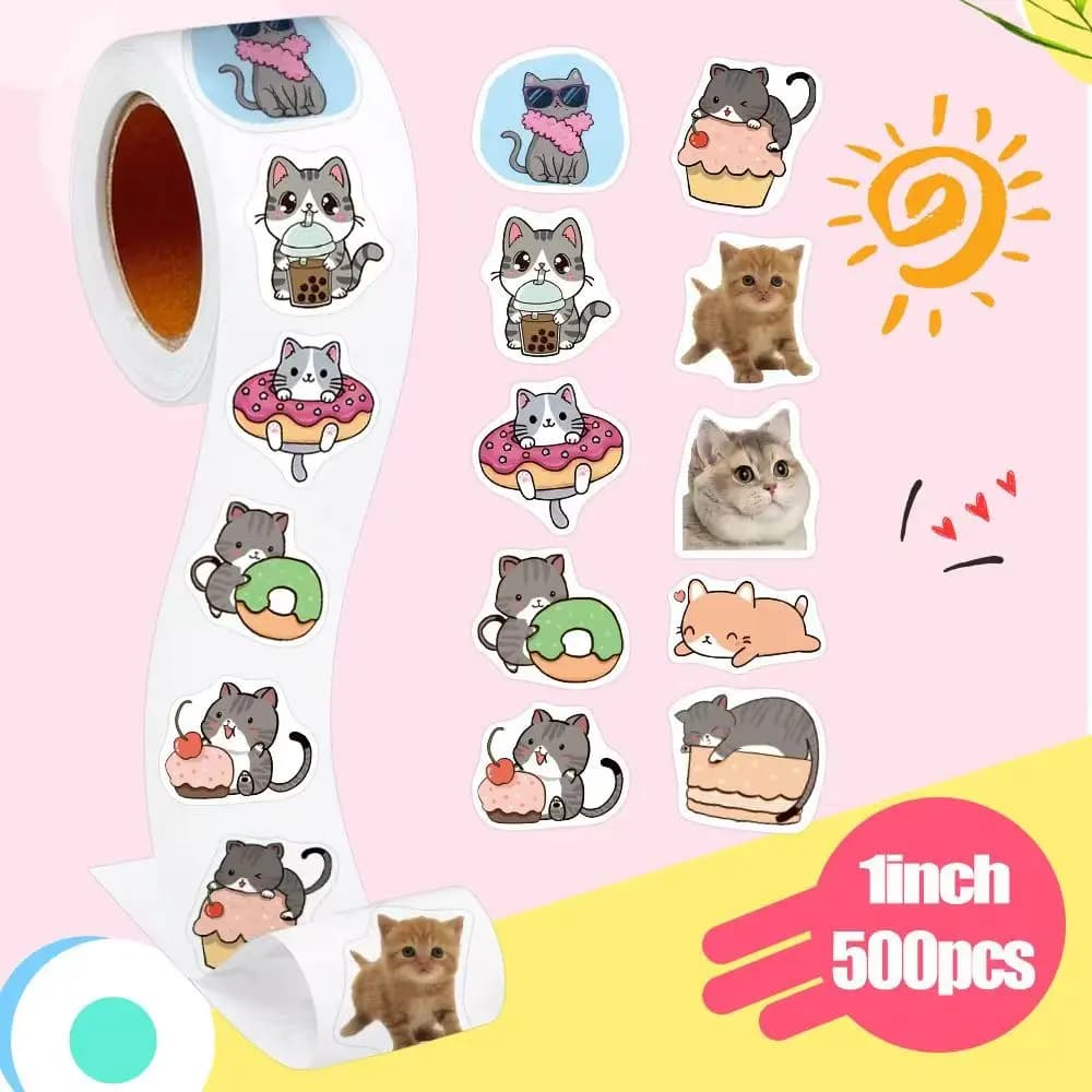 500 adesivi ricci gatto carino, adesivi decorativi per notebook graffiti gattino personalità di alto valore cartone animato, kawaii