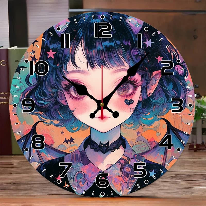 Fantasy Girl wooden silent hanging wall clock, suitable for living room, office, study room, bedroom, home decoration