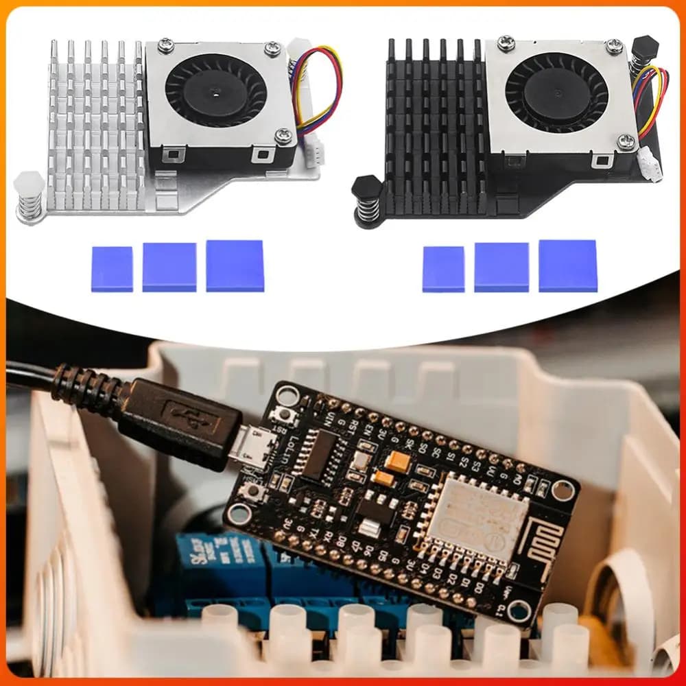 Active Heat Sink for Raspberry Pi 5 with Adjustable Speed Cooling Fan and Compatible Support