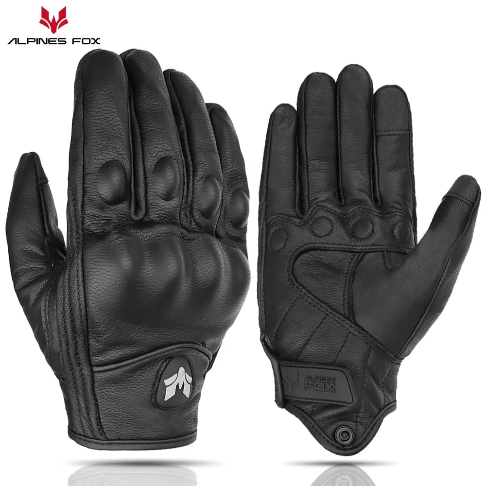 Men's Vintage Retro Motorcycle Leather Gloves Women's Touchscreen Protective Motocross Cycling Gloves Moto perforated