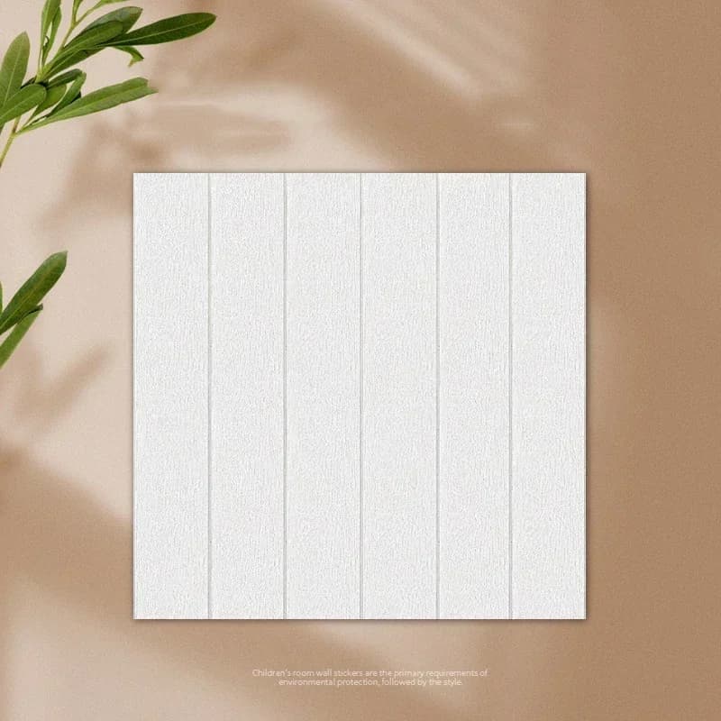 Wood Grain 3D Wall Sticker Self-Adhesive Wall Panel Waterproof Wallpaper Anti-Mold Foam Sheet Wall Decoration White