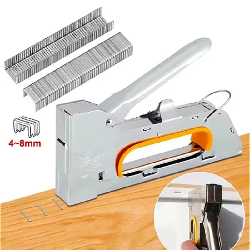 Pistola per graffette resistente 3 IN 1 per la decorazione domestica fai da te Mobili con cornice in legno Cucitrice Pistola sparachiodi manuale multiutensile