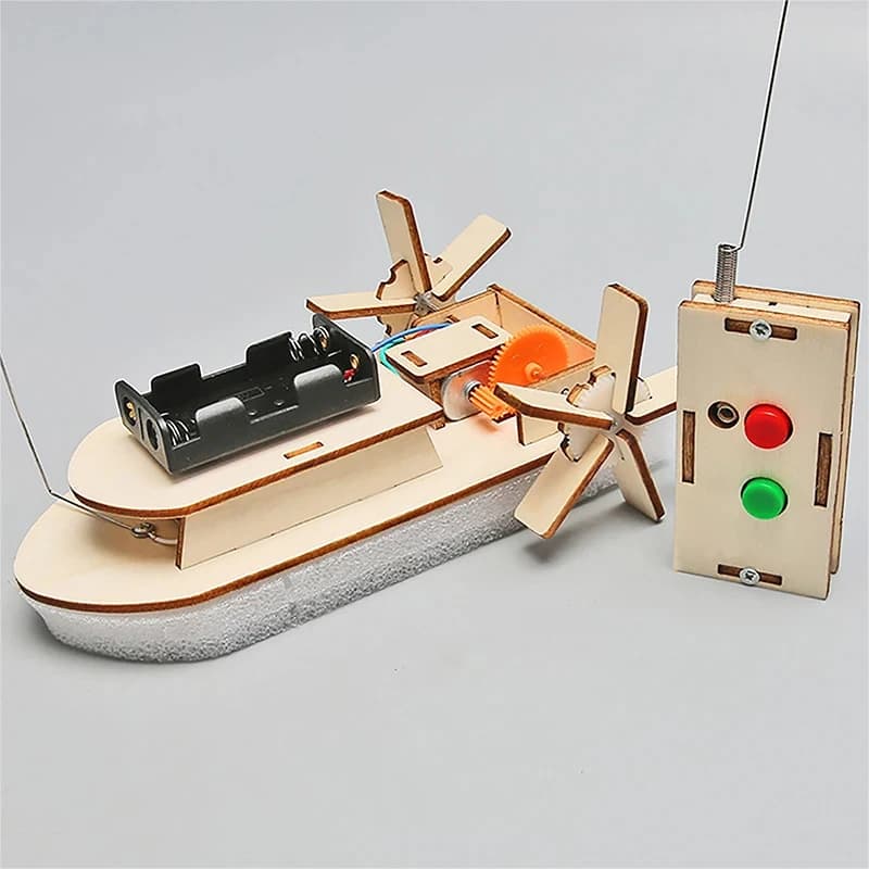 Modello di barca fai-da-te Giocattoli scientifici Bambini STEM Kit didattico educativo elettrico 3D assemblare kit di esperimenti scientifici giocattolo barca in legno