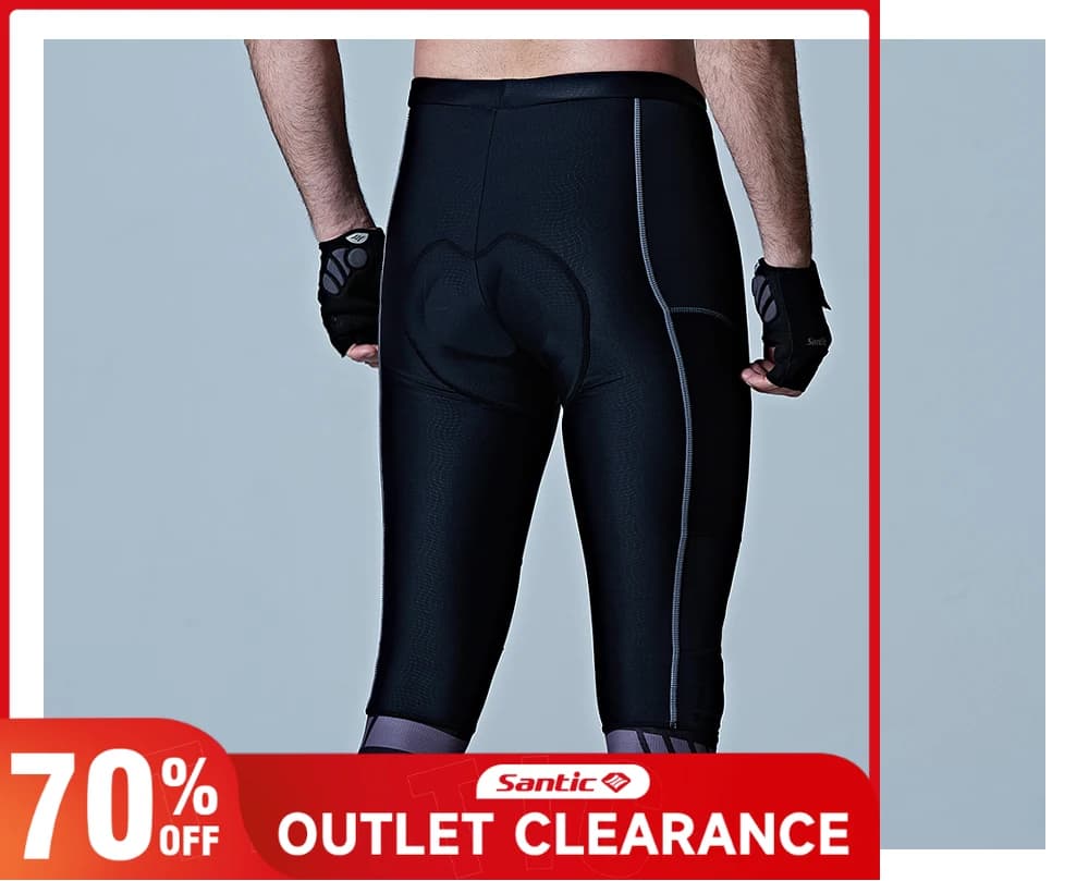 Santic 3/4 Men's Pants Spring Summer Breathable Mesh MTB/Bici Road Biker Padded Reflective Outdoor Anti-slip Bike Shorts