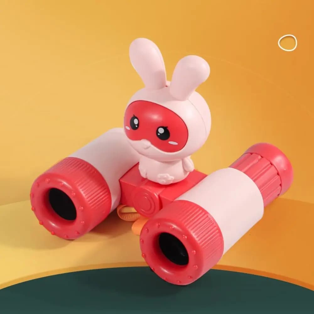 Telescopi Binoculari Rimovibili per Bambini con Fischietto, Telescopi a Forma di Coniglio per Esplorazione Scientifica, Telescopio in Plastica a Cartone Animato per Bambini