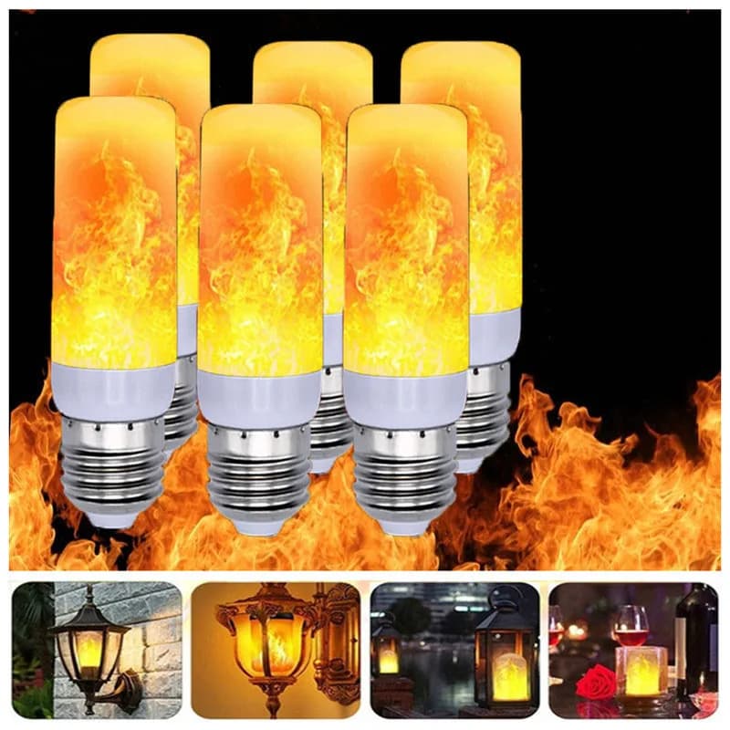 6 pz E12 E14 E27 B22 LED Flame Light Yellow Jump Fire Light 1600k 1700k 1800k 3 modalità 4 modesstage KTV Holiday Garden retroilluminazione