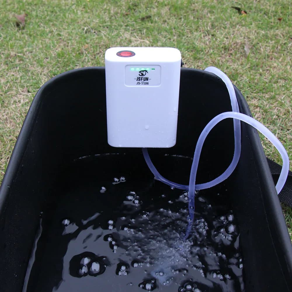 JSFUN Aquarium Pump with Oxygenator, USB Rechargeable, Silent Aerator, Portable Oxygen Pump for Open Fishing