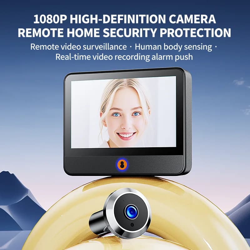 Danmini 4.3 ''Vetro Campanello Spioncino 1080P Macchina Fotografica App di Controllo Remoto Digitale Cat Eye Visione Notturna Monitor Esterno Spioncino