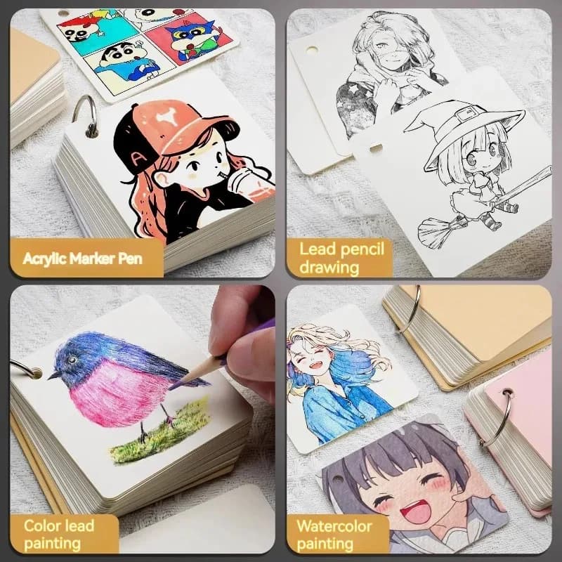 1PC Notebook portatile Blocco note a fogli mobili Blocco note tascabile Anello nota adesiva Studente Kawaii Cancelleria vuota Mini scheda indice vuota