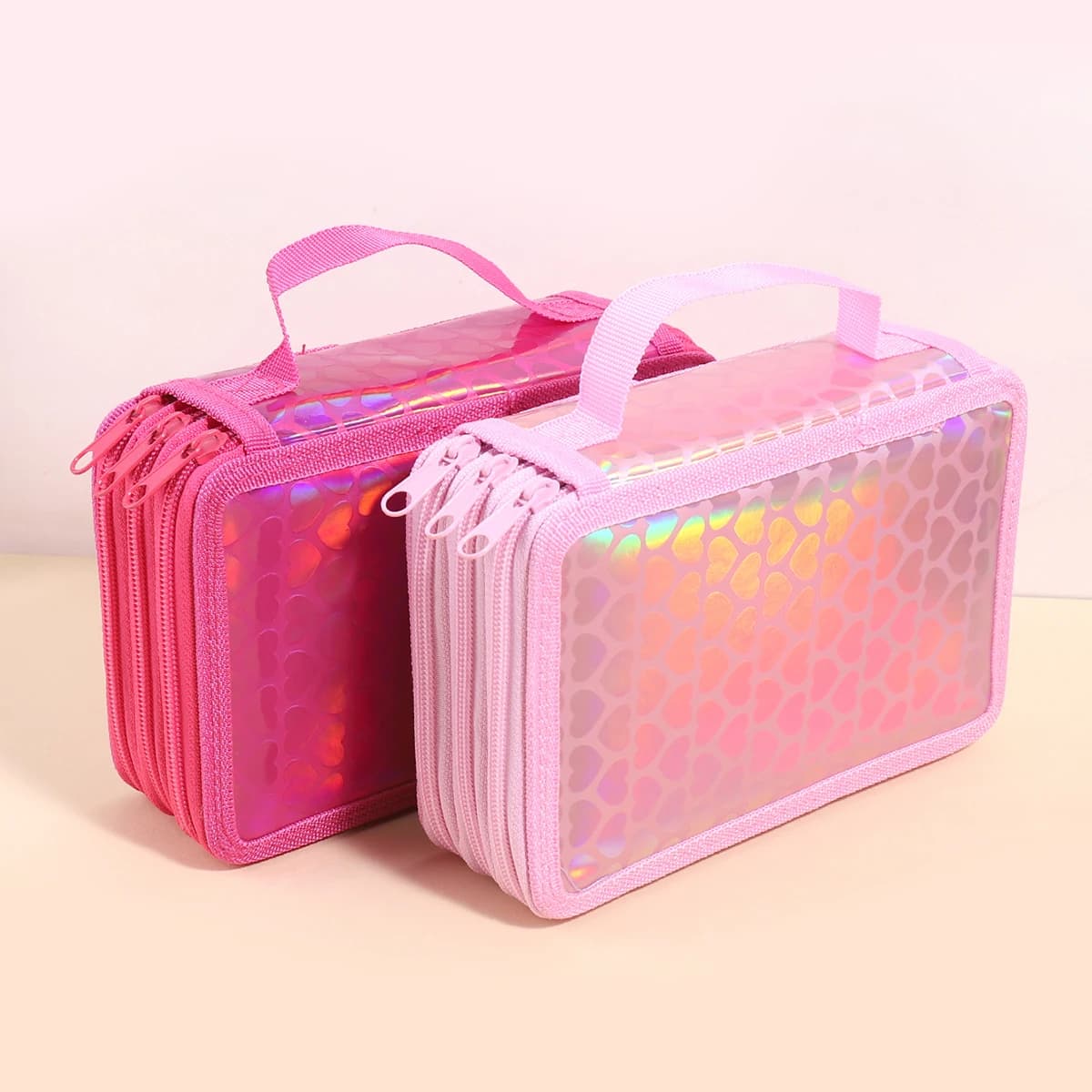 Astuccio per matite a forma di cuore lucido Borsa portaoggetti portatile per cancelleria squisita Organizzatore per matite colorate Astuccio per disegno artistico per materiale scolastico