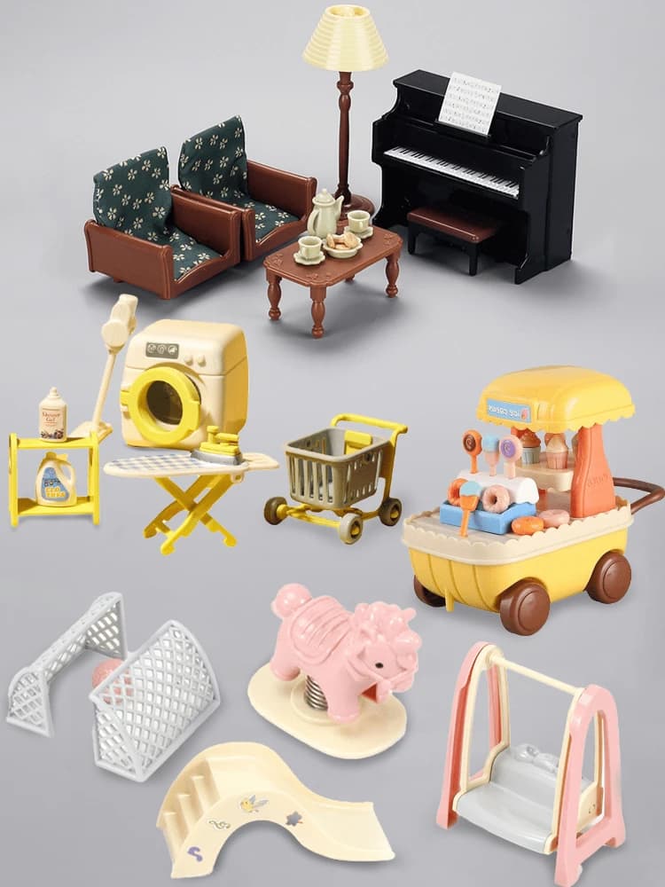 1:12 Mobili in miniatura Foresta Famiglia Simulazione Scena Modello Kit Variou Scena Combinazione Set Casa delle bambole Giocattolo per Ragazza Regali Giocattoli