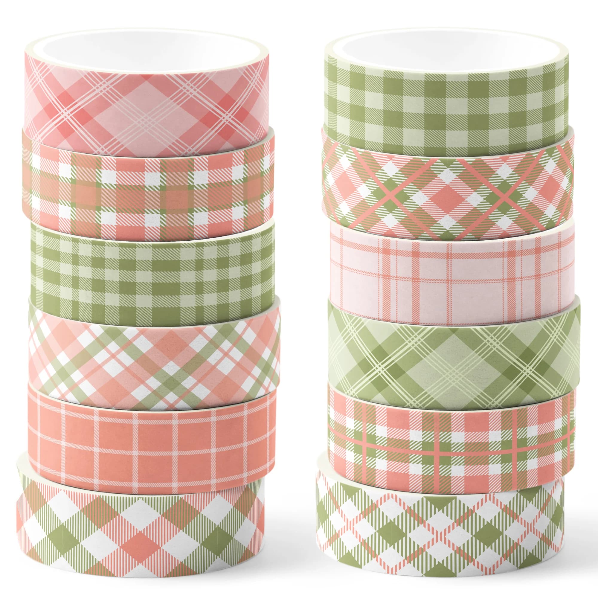 12 Rolls Stripes Plaid Washi Tape Set,Decorative Paper Stickers,DIY Craft Tape for Gift Wrapping, Scrapbooking Party Supplies